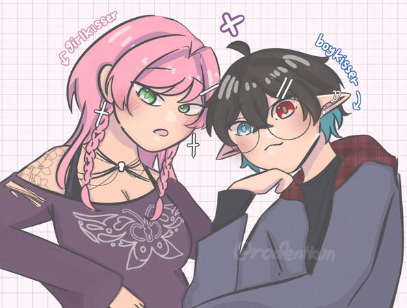 duo bust up illustration